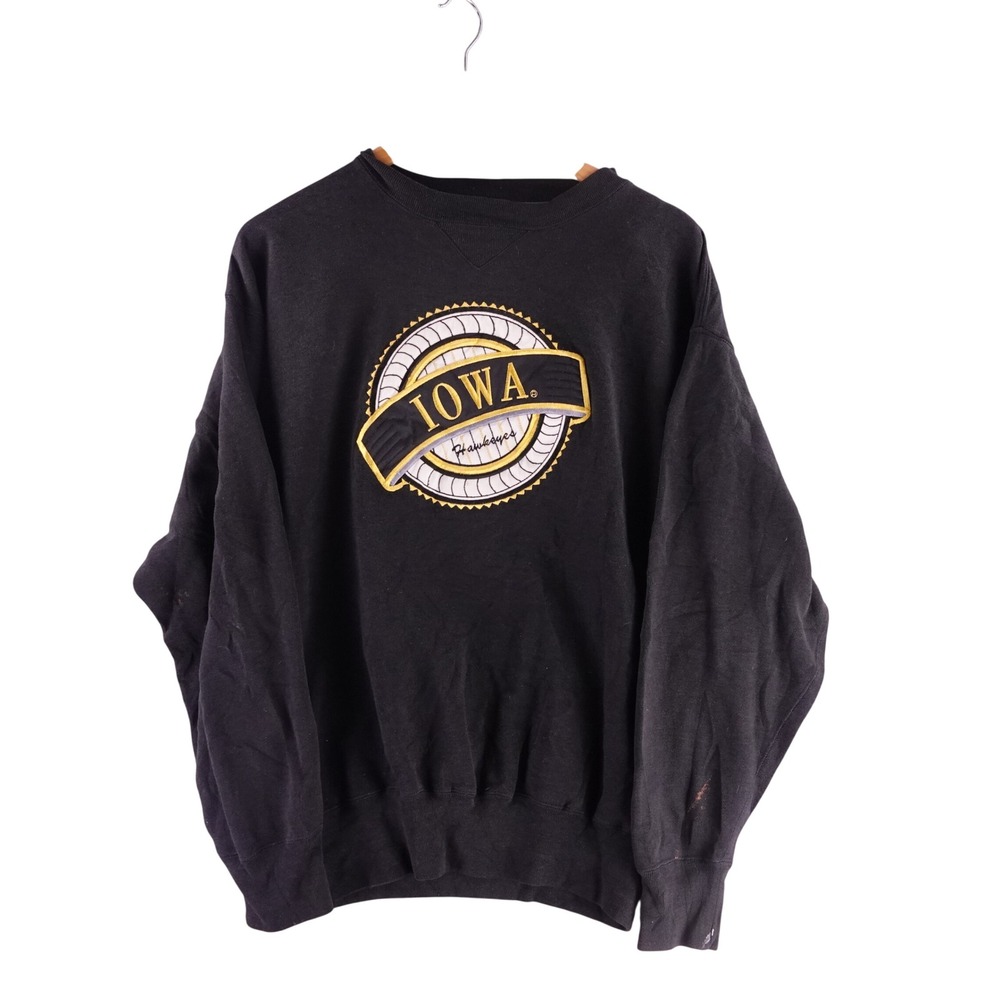 Midwest Embroidery Iowa Hawkeyes‎ Sweatshirt Mens Medium Black Vintage Pullover